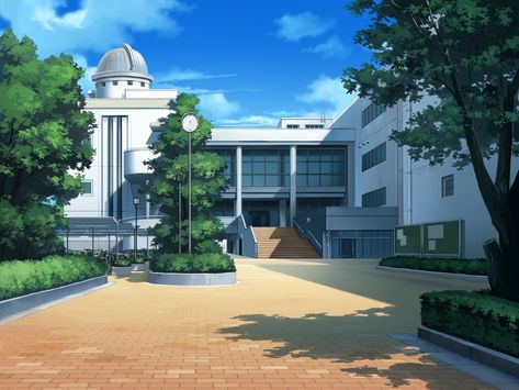 School Anime Scenery Background Wallpaper Highschool Anime Background, Anime School Background, College Anime Background, Classroom Bg Anime, Japan School Background, Anime School Background Outside, Anime Building, Background Outside, Outside School