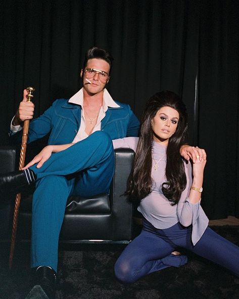 Elvis and Priscilla Presley aka @jacobelordi & @kaiagerber 🎃 Elvis Dress Up Ideas, Priscilla And Elvis Costume, Elvis Presley And Priscilla Costume, Priscilla Movie Outfits, Elvis And Priscilla Costume, Priscilla Presley Costume, Priscilla Presley Outfits, Elvis And Priscilla Presley, Celebrity Couple Costumes