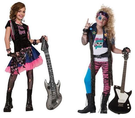 How to Dress up as a Rock Star for a Party. If you are looking for a great idea for a DIY Halloween fancy dress, the rock star costume look is undoubtedly one of the best options. This... Rocker Girl Costume, Kids Rockstar Costume, Punk Rocker Costume, Rockstar Costume, Rocker Costume, Rock Costume, Rock Star Costume, 80s Rocker, Rock Star Outfit