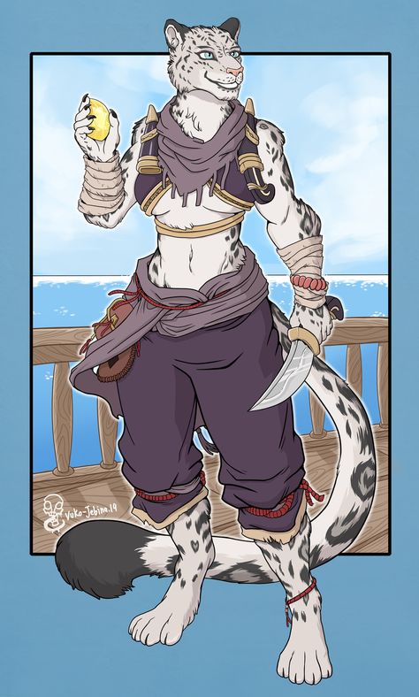 Snow Leopard Tabaxi, Tabaxi Pirate, Three Earrings, Npc Ideas, Ichigo Y Rukia, Elder Scrolls Art, Dungeons And Dragons Characters, Snow Leopard, Dnd Characters