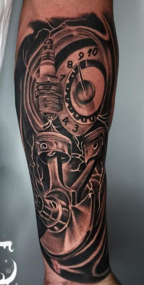 Mechanical Forearm Tattoo, Tools Tattoo Design, Luke Tattoo, Tool Tattoo, Mechanic Tattoo, Memorial Tattoos, Forearm Tattoo, Tattoos For Guys, Tatting