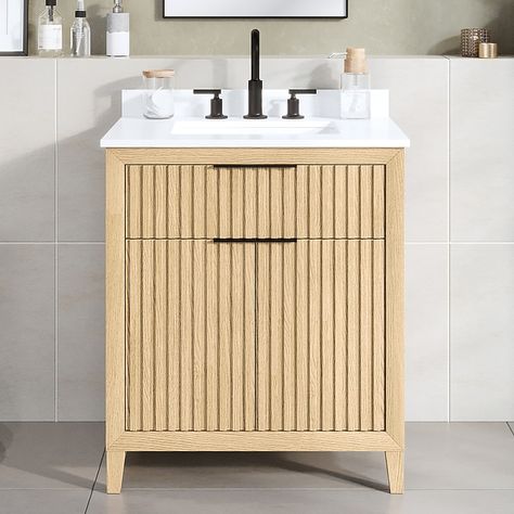 30" Bathroom Vanity, Powder Room Vanity Ideas, Half Bath Vanity, Powder Room Vanities, 42 Inch Bathroom Vanity, Japandi Bathroom, Small Bathroom Inspiration, 24 Inch Bathroom Vanity, Engineered Stone Countertops