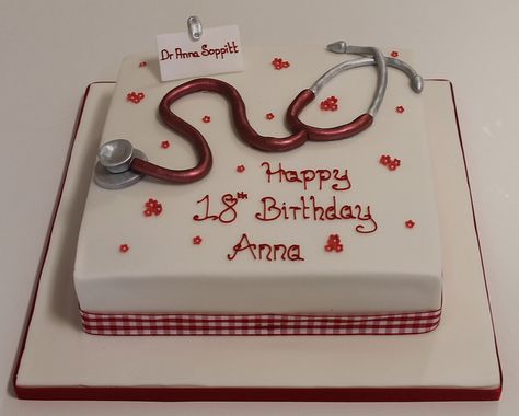 Stethoscope Cake | Flickr - Photo Sharing! Doctor Cake Design, Birthday Cake For Doctor Men, Cake For Medical Student, Cake Design For Doctor Birthday, Doctor Theme Cake Without Fondant, Doctor Graduation Cake, Medical Cake, Doctor Cake, Student Birthdays