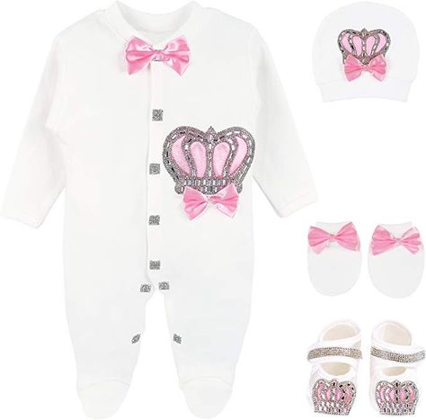 Newborn Baby Clothes | Lilax Baby Girl Newborn Crown Jewels Layette 4 Piece Gift Set 0-3 Months Pink: Clothing.    Get this Newborn Baby Clothes for your Newborn Baby. Uncommon Girl Names, Newborn Crown, Baby Clothes Brands, Hospital Outfit, 3 Month Baby, Clothes Girl, Layette Set, Crown Jewels