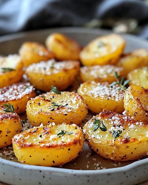 These Oven Crispy Parmesan Potatoes are a simple yet irresistible addition to any meal, boasting golden edges and a savory Parmesan crust. With just a few herbs and seasonings, each ... Read more Oven Crispy Parmesan Potatoes, Roasted Mini Potatoes Oven Crispy, Crispy Baby Potatoes In Oven, Small Potatoes Recipe Ovens, Potato Oven Recipes, Mini Potato Recipe, Delmonico Potatoes, Crispy Potatoes In Oven, Small Potatoes Recipe