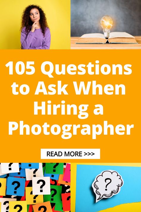 Explore our ultimate list of 105 essential questions to ask when hiring a photographer. Whether you're planning a wedding, special event, or photo shoot, these questions will help you find the perfect photographer to capture your precious moments. Don't overlook the important details - be well-prepared and confident in selecting the ideal photographer for your needs. Check out the pin now! Photography Organizations, List Of Questions, Essential Questions, Life Questions, Photography Packaging, Planning A Wedding, Marriage And Family, Editing Service, Photography Skills