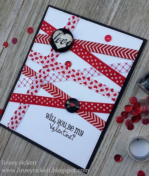 Valentine Cards To Make, Stampin Up Valentine Cards, Valentines Day Cards Diy, Valentine Card Ideas, Valentines Day Cards Handmade, Valentine Love Cards, Washi Tape Cards, Ribbon Cards, Valentine Cards Handmade