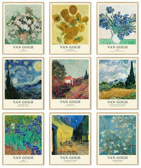 Canvas Van Gogh, Vintage Van Gogh, Paintings Museum, Paintings Poster, Famous Art Paintings, Exhibition Project, Famous Artists Paintings, Van Gogh Wall Art, Wall Room Decor