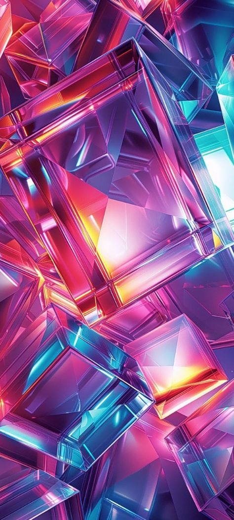 Nice Backgrounds Wallpapers, Neon 3d Wallpaper, Bulgari Wallpaper, Prism Background, Neon Crystals, Sleek Wallpaper, Crystals Wallpaper, Prism Art, Crystal Wallpaper