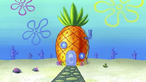 SpongeBob's house | Encyclopedia SpongeBobia | Fandom Spongebob Sky Background, Spongebob Sea Background, Spongebob Underwater Background, Spongebob Squarepants Background, Spongebob Sky Painting, Spongebob Diorama, Spongebob Sky Wallpaper, Spongebob Background Landscape, Background Spongebob