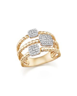 BLOOMINGDALE'S DIAMOND PAVE TRIPLE ROW BEADED BAND IN 14K YELLOW GOLD, .25 CT. T.W.. #bloomingdales # Fine Jewelry Display, Wide Band Engagement Ring, Art Jewelry Design, Fancy Rings, Diamond Jewelry Designs, Emerald Engagement Ring, Diamond Earrings Studs, Pave Diamonds, Boho Jewelry