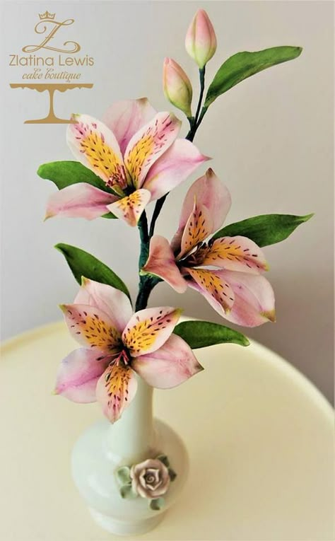 Peruvian Lily Drawing, Botanical Fillers, Peruvian Lily Tattoo, Alstroemeria Tattoo, Painted Wood Crafts, Peruvian Lily, Lilies Drawing, Fondant Flower Tutorial, Lily Vases