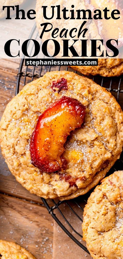 Peach Cookies Recipe, Peach Biscuits, Roasted Peaches, Peach Oatmeal, Road Snacks, Peach Cookies, Spring Recipes Dessert, Dried Peaches, Fruit Cookies