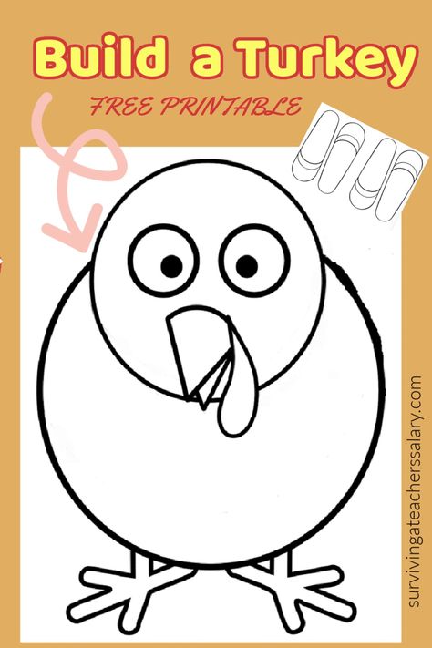 Preschool Turkeys Crafts, Pin The Tail On The Turkey Printable, Turkey Books Preschool, Thankful Turkey Printable Free, How To Catch A Turkey Activities Free, Give Thanks Activities For Kids, Thanksgiving Food Crafts Preschool, Turkey Head Template Printable Free, Turkey Projects For Preschool