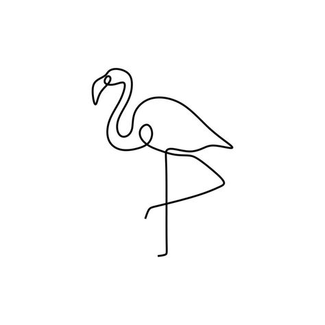 Drawing Flamingo, Flamingo Tattoo, Flamingo Illustration, Flamingo Wallpaper, Poppies Tattoo, Minimalism Style, Single Line Drawing, Graph Paper Art, Simple Line Drawings