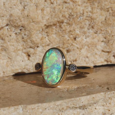 Can’t get enough of this blue/green crystal opal ✨ Free express shipping Australia wide. #opal #opalcountry #opaljewelry #handmadejewelry #opalring #goldjewellery #diamondring #australianjewellery #crystaljewelry #prettyjewelry #uniquejewelry Ring Inspo, Crystal Opal, Green Opal, Green Crystal, Opal Crystal, Green Crystals, Opal Jewelry, Pretty Jewellery, Opal Rings