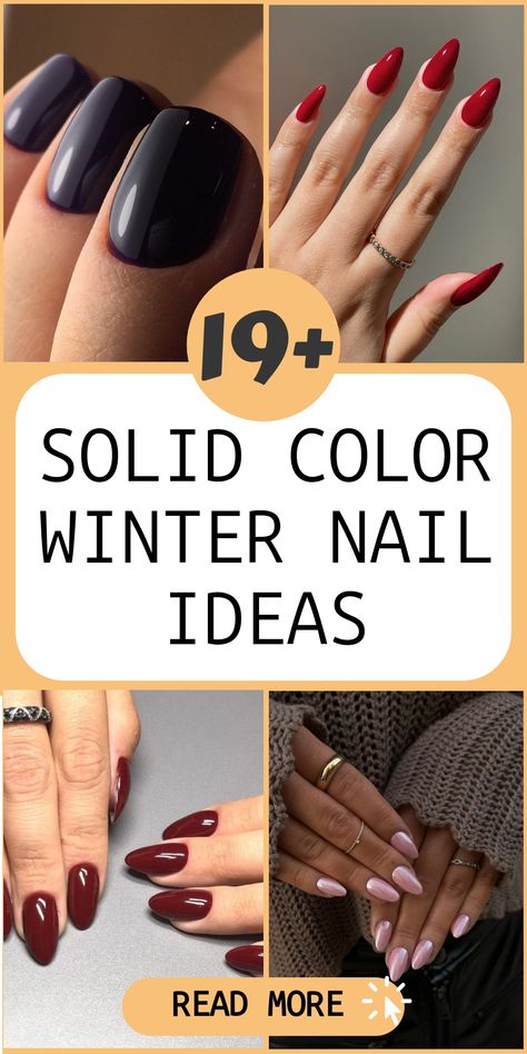 Elevate your winter nail game with these sophisticated solid color nail designs that exude confidence and style. Embrace the simplicity and elegance by opting for deep burgundy, icy blue, or shimmering silver hues that perfectly complement the frosty season. These sleek and modern manicures are perfect for those seeking a bold statement that stands out in the wintery landscapes. Pale Skin Nails Color, One Nail Different Color Ring Finger, Toasted Marshmallow Nails, Best Nail Color For Pale Skin Winter, House Of Colour Winter Nails, Gel Nails Opi Colors, Winter Color Nail Polish, Popular January Nail Colors, Winter Nail Colours Shades