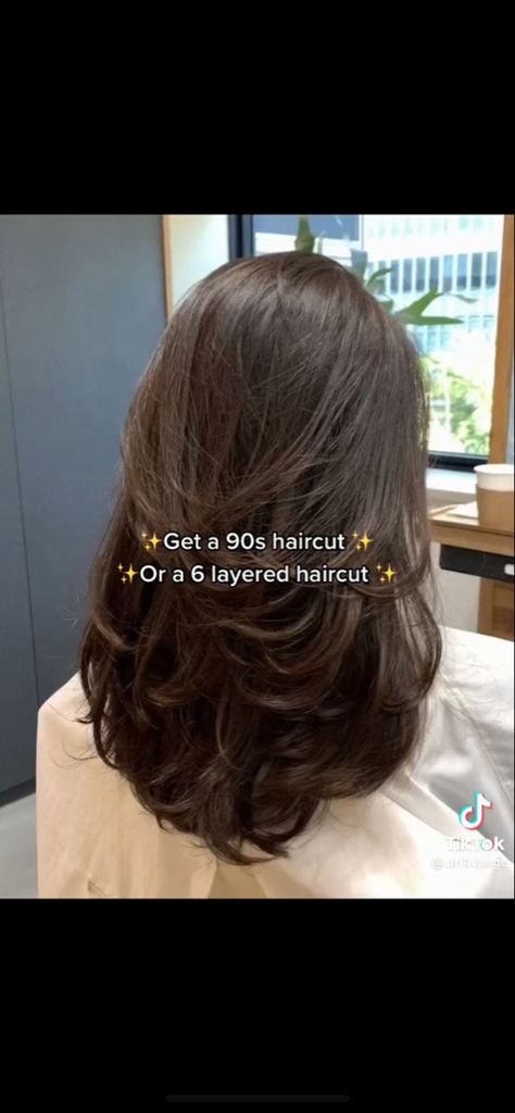 Medium Haircuts 90s, Haircut Idea Medium Length, Layered Middle Length 90's Haircut, Medium U Haircut, 90s Haircuts Medium Hair, Layered Puffy Hair, Medium Length Hair With 90s Layers, Middle Hair Layers, Shoulder Length Hair With Volume Layered Haircuts