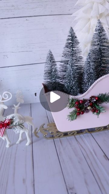 Dollartree Christmas Crafts, Dollar Tree Sleigh Diy, Dollar Tree Christmas Sleigh Diy, Dollar Tree Sled Makeover, Dollar Tree Sleigh, Sleigh Decorating Ideas Christmas, Dollar Tree Sled, Dollar Tree Basket Tree Collar, Dollar Tree Sleigh Ornament