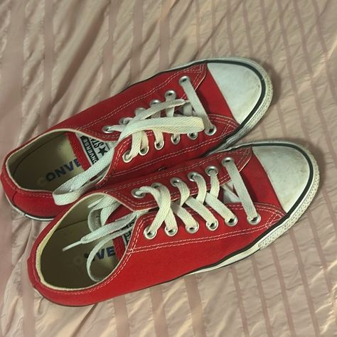 Red Low Top Converse Low Top Converse, Converse Shop, Wearing Red, Converse Shoes, Low Top, Converse, Size 7, Red, Fashion Design