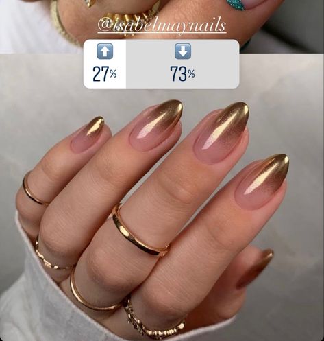 Gold Chrome Ombre Nails, Golden Ombre Nails, Neutral Gold Nails, Ombre Gold Nails, Gold Nails Ombre, Mirror Nails Design, Golden Chrome Nails, Ombre Chrome Nails, Gold Chrome Nails