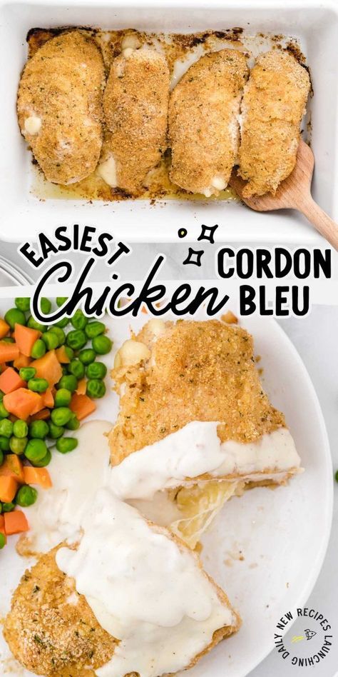 Oven Chicken Cordon Bleu, Best Chicken Cordon Bleu Recipe, Cordon Blu, Comfort Chicken, Baked Chicken Cordon Bleu, Easy Suppers, Cordon Bleu Recipe, Chicken Cordon Bleu Recipe, Cordon Blue