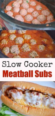 Slow Cooker Meatball Subs Recipe - Easy Crock Pot Dinner Idea with homemade meatballs and marinara sauce.:: Slow Cooker Meatball Subs, Meatballs And Marinara Sauce, Easy Crock Pot Dinner, Meatballs And Marinara, Crock Pot Dinner, Resep Makanan Beku, Meatball Sub Recipe, Crock Pot Food, Pot Recipes Healthy