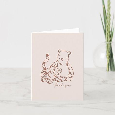 Classic Pooh & Tigger Baby Shower Thank You Card | #disney #babyshower #disneybabyshower #winniethepoohbabyshower #winniethepooh #genderneutral #boybabyshower #classicpooh #thankyou #tigger Birthday Thank You Notes, Unique Baby Shower Themes, Baby Shower Party Games, Disney Baby Shower, Classic Pooh, Birthday Thank You Cards, Pooh Baby, Party Stationery, Simple Baby Shower