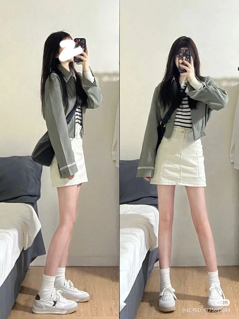 Outfit Rok Pendek Korea, Korean Short Pants Outfit, Ootd Rok Mini, Korean Short Outfit Ideas, Korean Short Outfits, Korean Short Skirt Outfits, Cinema Outfit, A Line Skirt Outfits, Ootd Korean Style