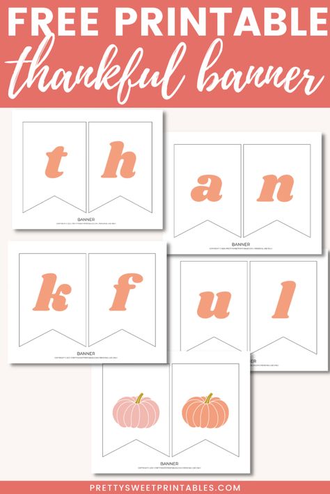 Cricut Banner Tutorial, Thankful Banner Printable Free, Thanksgiving Banner Printable Free, Friendsgiving Party Decorations, Thankful Banner, Cricut Banner, Thanksgiving Party Decor, Thanksgiving Wall Art, Thanksgiving Banner