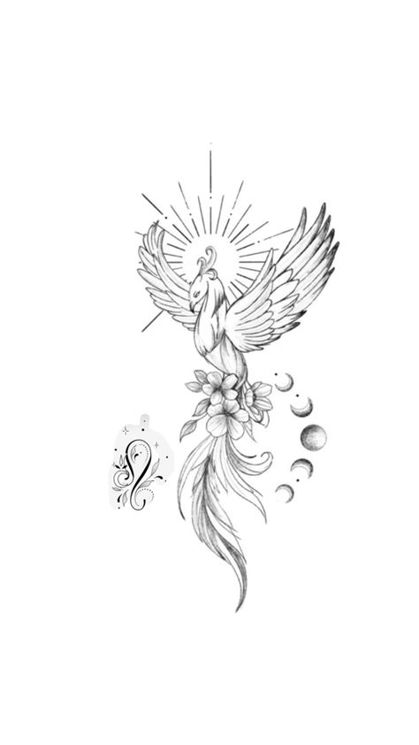 Bone Tattoo Ideas, Collar Bone Tattoo Ideas, Feminine Phoenix Tattoo, Phoenix Tattoo Feminine, Korean Tattoo, Phoenix Bird Tattoos, Bird Tattoos For Women, Bookish Tattoos, Bone Tattoo