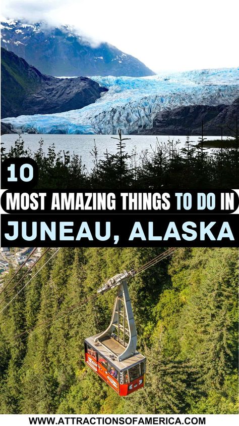 10 most amazing things to do in Juneau, Alaska with image of Mendenhall Glacier, Mount Roberts Tramway. Alaska Juneau, Alaska Travel Guide, Tongass National Forest, Museum Hotel, Juneau Alaska, Us Road Trip, Colorado Hiking, City Museum, Denali National Park