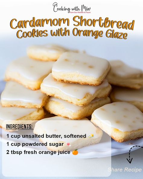 Cardamom Sugar Cookies, Cardamom Shortbread, Norwegian Cookies, Cookies 2023, Cookie Cups Recipe, Norwegian Christmas, Christmas Baking Recipes, Orange Glaze, Dessert Tray