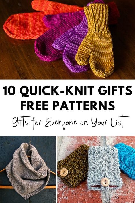 10 Quick-Knit Gifts: Free Patterns for Everyone on Your List — Blog.NobleKnits Simple Christmas Knitting Patterns, Xmas Gifts To Knit, Knitting Gifts Easy, Easy Knit Patterns Free, Knitted Gifts Free Patterns, Knit Christmas Gifts Free Patterns, Quick Christmas Knits Free Pattern, Knitted Gifts Ideas Simple, Knitting Quick Projects