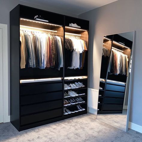 Teenager Bedroom Design, Mens Room Decor, Mens Bedroom Decor, Black Bedroom Design, Mens Room, Boys Bedroom Makeover, Stylish Bedroom Design, Closet Design Layout, Wardrobe Room