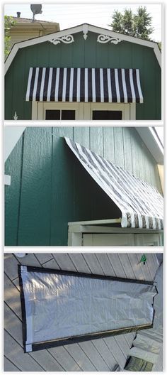 Fabric Awnings Over Doors, Faux Awning Diy, Diy Shed Awning, Diy Fabric Awning, Diy Awnings For Windows, Diy Tarp Canopy, Diy Awning Outdoor, Shed Awning Ideas, Build An Awning