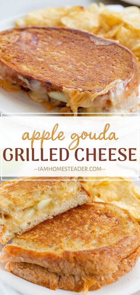 Gouda Grilled Cheese, Apple Gouda, Brunch Hosting, Apple Grilled Cheese, Hot Sandwich Recipes, Apple Sandwich, Homestead Recipes, Cheese Course, Dinner Menu Ideas