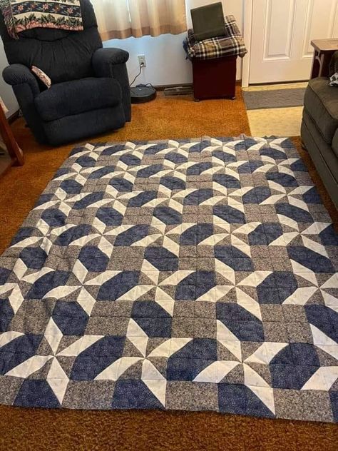 Quilt Pattern For Men, Quilts For Men Patterns Free, Quilt Patterns For Men, Quilt For Men, Quilts For Men, Quilts For Men Patterns, Pinwheel Flower, Quilting Designs Patterns, Half Square Triangle Quilts