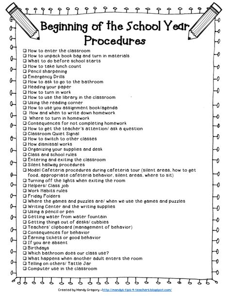 Checklist of procedures for the beginning of school. When you look at this list, it's no wonder it seems like it takes forever to get around to teaching content! Procedures Checklist, Classroom Procedures, Classroom Organisation, 3rd Grade Classroom, Beginning Of The School Year, 1st Day Of School, Beginning Of School, Back To School Activities, Teaching Classroom