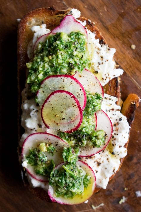 Burrata Toast, Gourmet Toast, Fancy Toast, The Original Dish, Toast Avocado, Ricotta Toast, Arugula Pesto, Avocado Toast Recipe, Open Face