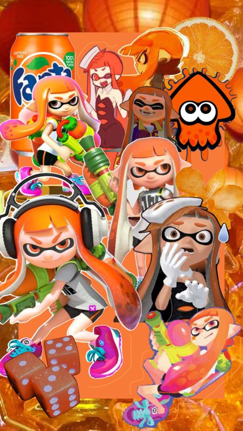 orange inkling girl Inkling Girl, Squid Games, Splatoon, Orange, Drawings, Art