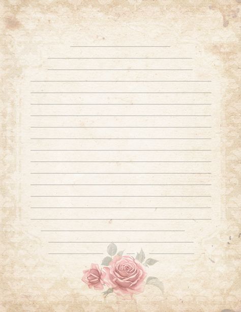 Journaling Paper Printable, Coquette Letter Template, Recycled Crafts Preschool, Carta Coquette, Vintage Writing Paper Printable, Vintage Scrapbook Ideas Free Printables, Vintage Letter Background, Letter Template Aesthetic, Vintage Diary Journals