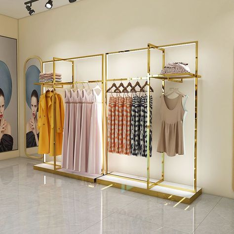 clothing display stand with led light Entry Coat Rack, Clothing Display Rack, Clothing Store Displays, Clothing Display, Clothing Store Interior, Store Design Boutique, Clothing Displays, Boutique Interior Design, Shop Fittings