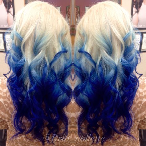 Blue Blonde Balayage, Platinum Blonde Hair With Blue Tips, Blue And Blonde Hair Color, Navy Blue And Blonde Hair, Blue Hair Blonde Highlights, Blue Money Piece Hair Blonde, Blue And Platinum Hair, Blonde And Blue Hair Ombre, Blue Balayage Blonde