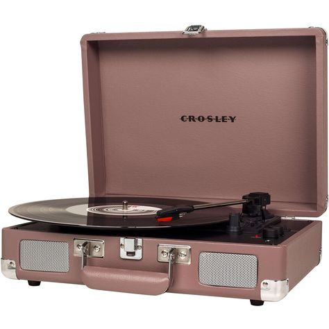 Enjoy listening to your treasured vinyl records with this purple ash Crosley Cruiser Deluxe turntable. The aux input and RCA outputs let you play music from an external source or connect to a stereo, while the built-in Bluetooth receiver offers wireless playback. This Crosley Cruiser Deluxe turntable features two built-in full-range speakers, producing powerful, room-filling sound. Crosley Cruiser, Stereo Turntable, Toned Arms, Built In Speakers, Record Player, Christmas 2020, Play Music, Digital Music, Crosley Turntable