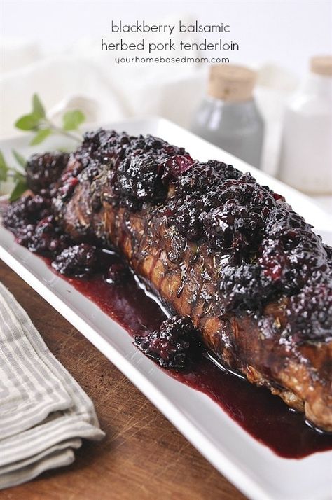 Herbed Pork Tenderloin, Blackberry Glaze, Blackberry Balsamic, Glazed Pork Tenderloin, Balsamic Pork Tenderloins, Blackberry Sauce, Paleo Pork, Honey Pork, Fiesta Chicken