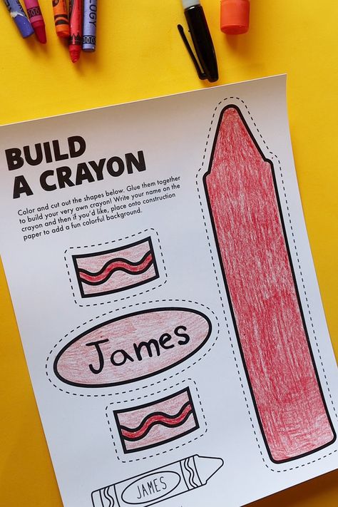 coloring in crayon Crayon Gifts For Teachers, The Crayons Book Of Numbers Activities, The Crayon Box That Talked Craft, Arts And Crafts 3rd Grade, Crayon Outline Printable, The Day The Crayons Quit Activities Preschool, Crayon Paper Craft, A Color Of His Own Craft, Prek Color Crafts