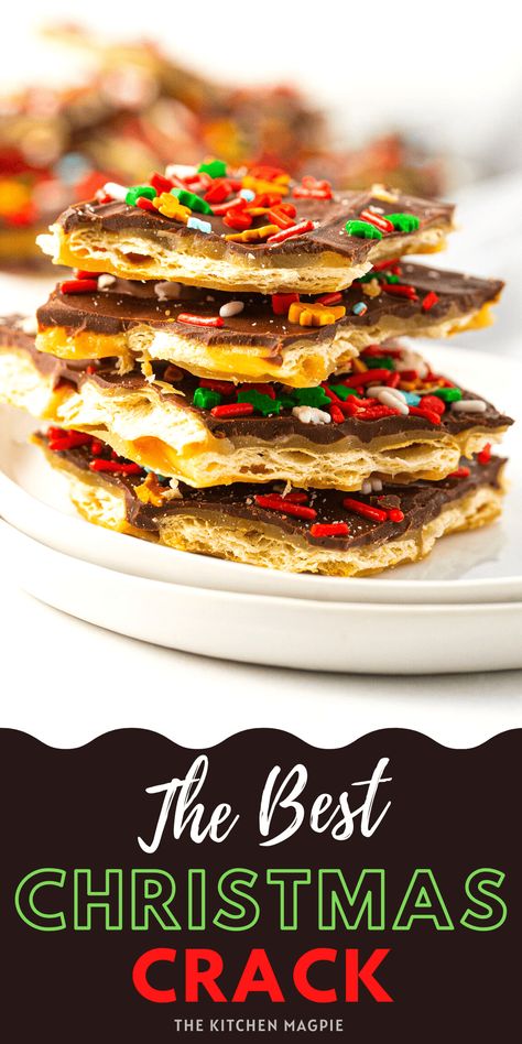 Costa Rican Desserts, Christmas Cookie Exchange Recipes, Crispy Chocolate Chip Cookies, Cookie Exchange Recipes, Homemade Toffee, Cracker Toffee, Dark Chocolate Cookies, Christmas Sprinkles, Christmas Cookie Exchange