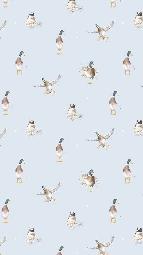 Grandmillenial Phone Background, Duck Pattern Wallpaper, Duck Phone Wallpaper, Duck Lockscreen, Duck Wallpaper Aesthetic, Duck Background, Ducks Wallpaper, Duck Wallpaper, Wrendale Designs