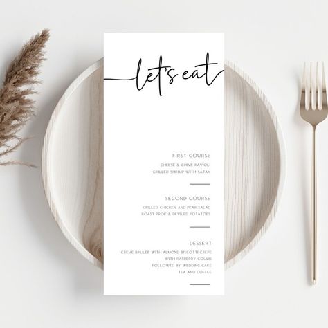 Make your special day memorable with our minimalistic menu template. Our printable menu cards are perfect for couples looking to add a personal touch to their wedding reception or rehearsal dinner. Whether you prefer a modern script menu or elegant calligraphy menu, our DIY menu template offers a variety of options to suit your style. With instant downloads and easy customization using Templett, creating your custom menus has never been easier. Rehearsal Dinner Menu, Diy Menu, Menu Card Template, Printable Menu, Wedding Menu Template, Elegant Calligraphy, Wedding Menu Cards, Menu Card, Card Wedding